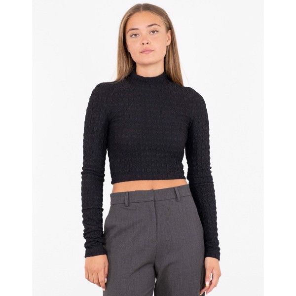 159494 Cille Structur Bluse - Black